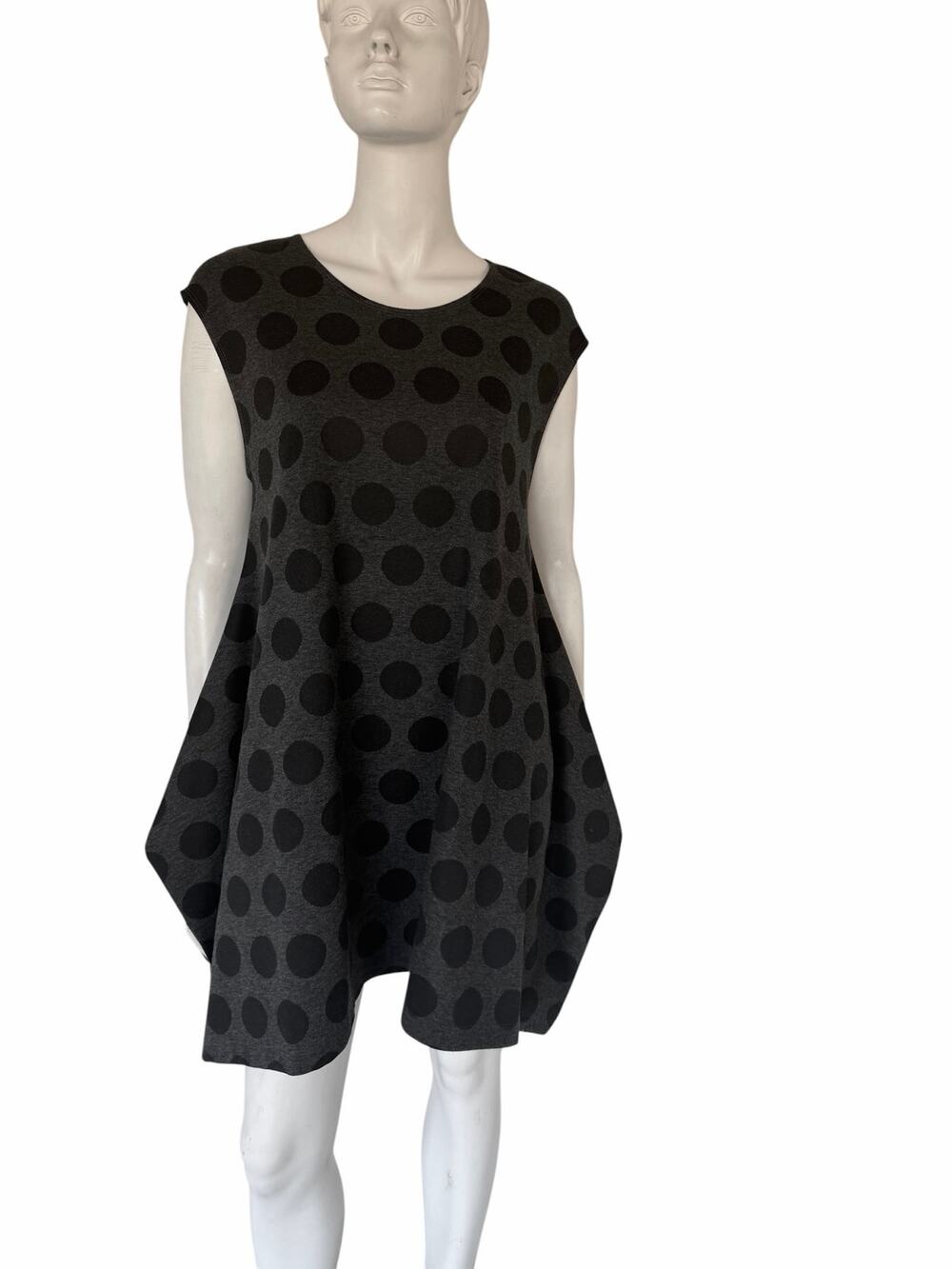 Bryn Walker Polka Dot Midi Dress Flowy Black / gray